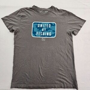 United‎ by Fishing FinTech Gray Short Sleeve Cotton T-Shirt Men's L